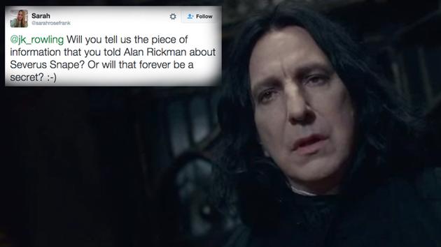 J.K. Rowling reveals how she gave Alan Rickman a major clue about Snape’s character. Warning: manly tears will be shed.
