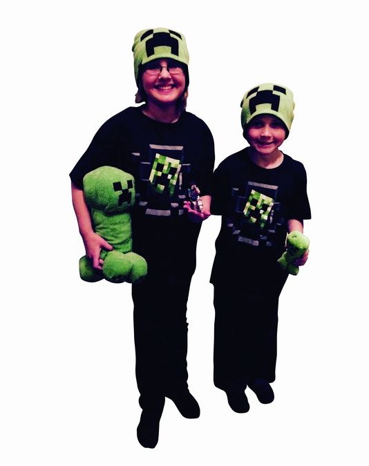 Children dress up in their favorite Minecraft outfits