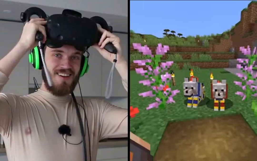 PewDiePie mindblown after experiencing Minecraft in VR